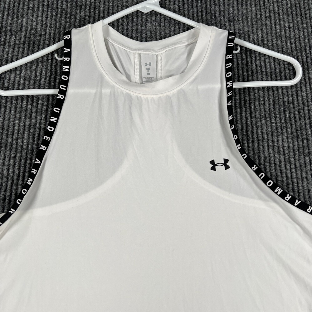Under Armour Tank Top Shirt Womens Small White Training‎ Workout Active Gym Run
